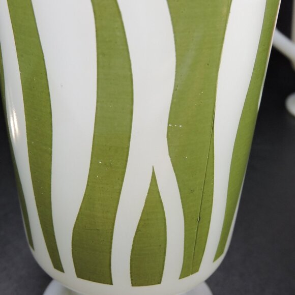 3 Vintage AH Fire King Milk Glass Coffee Mugs - Pedestal Base - Wavy Lines - Picture 16 of 16